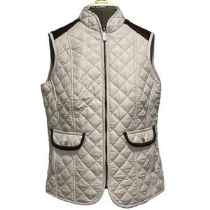 HOLLYLAND Quilted Lightweight Beige Vest With Brown Faux Leather Accent Size L